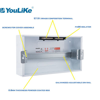 400V 55A Wall Mount Distribution Box MCB Anti Discoloration